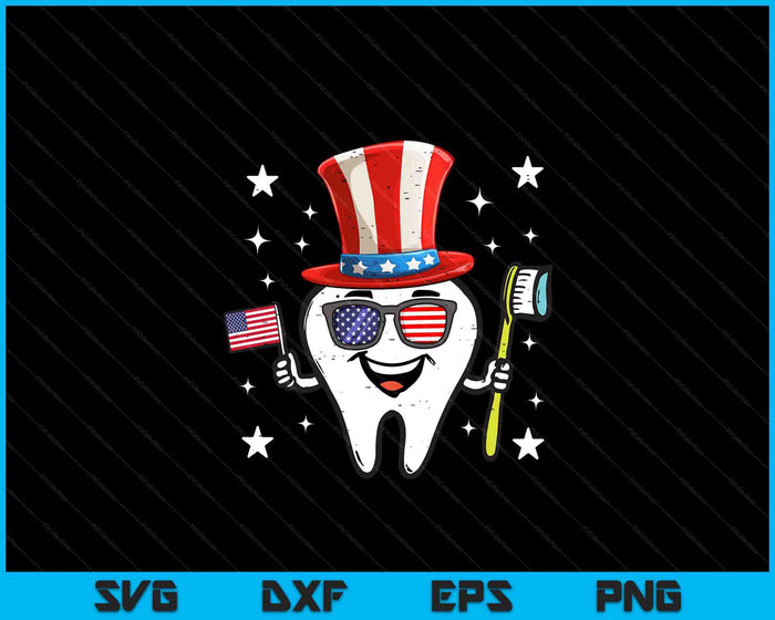 4th Of July Dentist Tooth Dental Patriotic SVG PNG Digital Printable Files