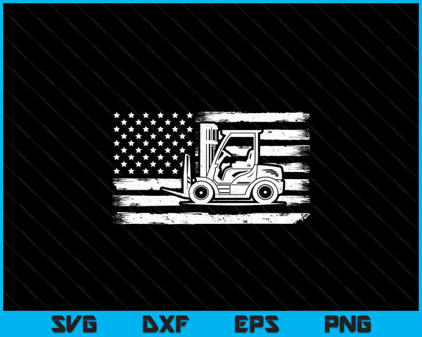 4th Of July Forklift Driver USA Flag States Vintage SVG PNG Digital Cutting Files