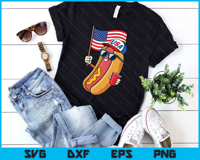 4th Of July Hotdog Funny Fourth Of July Patriotic Usa Flag SVG PNG Digital Printable Files