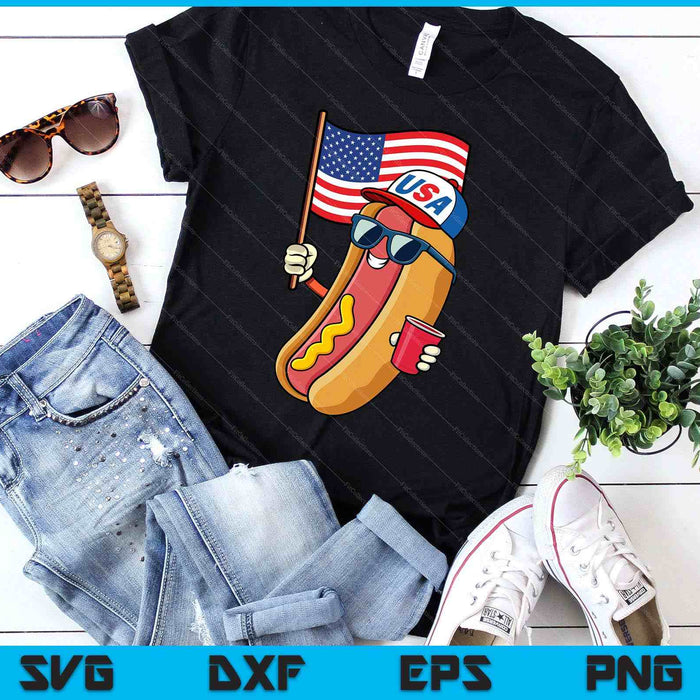 4th Of July Hotdog Funny Fourth Of July Patriotic Usa Flag SVG PNG Digital Printable Files