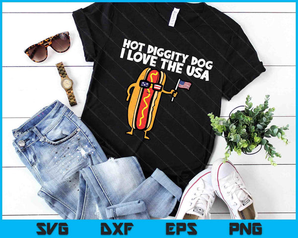4th Of July Hotdog Hot Diggity Dog Patriotic SVG PNG Digital Printable Files