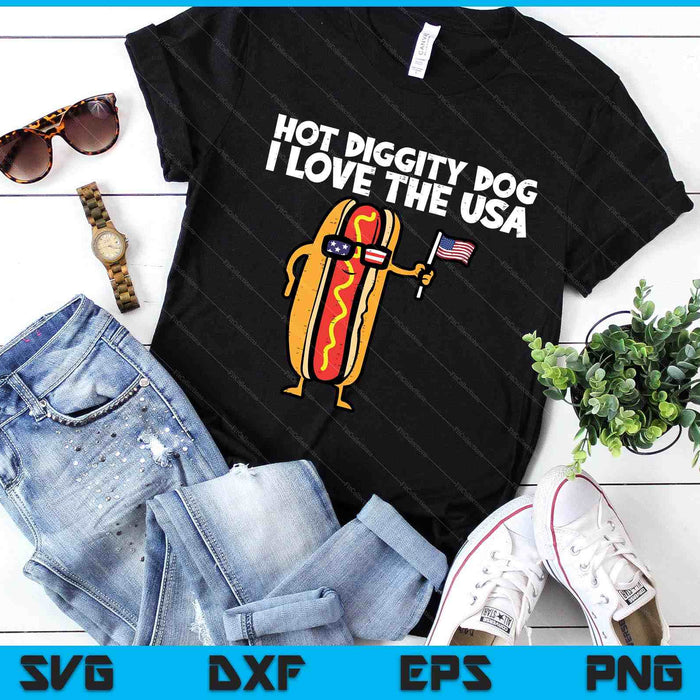 4th Of July Hotdog Hot Diggity Dog Patriotic SVG PNG Digital Printable Files