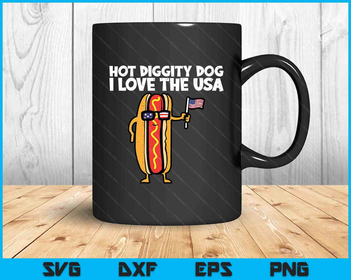 4th Of July Hotdog Hot Diggity Dog Patriotic SVG PNG Digital Printable Files