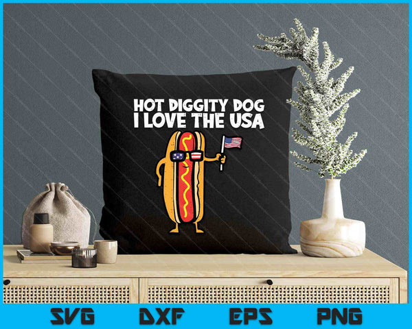 4th Of July Hotdog Hot Diggity Dog Patriotic SVG PNG Digital Printable Files