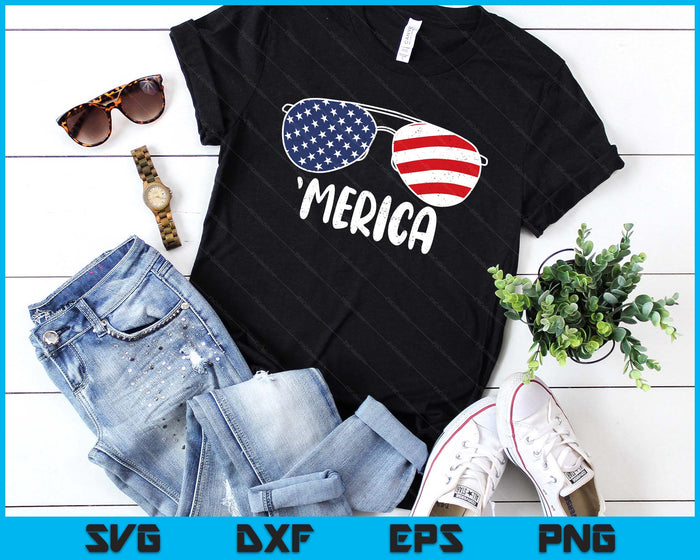 4th Of July Merica Sunglasses Tee Gift Men Women kids USA SVG PNG Digital Printable Files