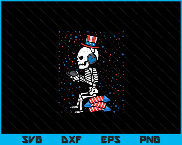 4th Of July Skeleton Gamer Funny America SVG PNG Digital Cutting File