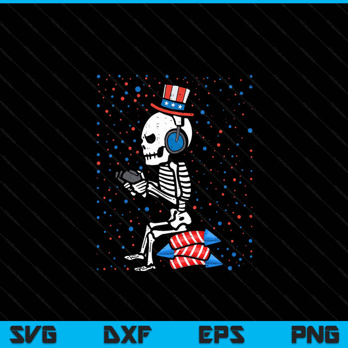 4th Of July Skeleton Gamer Funny America SVG PNG Digital Cutting File