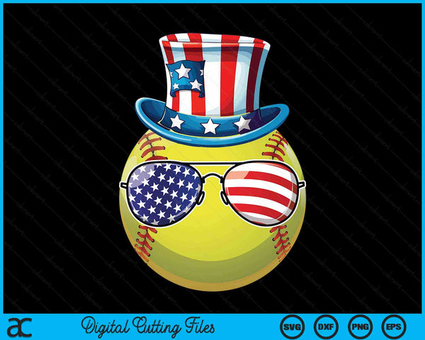 4th Of July Softball Patriotic Player Athlete SVG PNG Digital Cutting Files