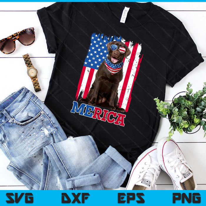 4th Of July USA Patriotic Chocolate Lab SVG PNG Digital Printable Files