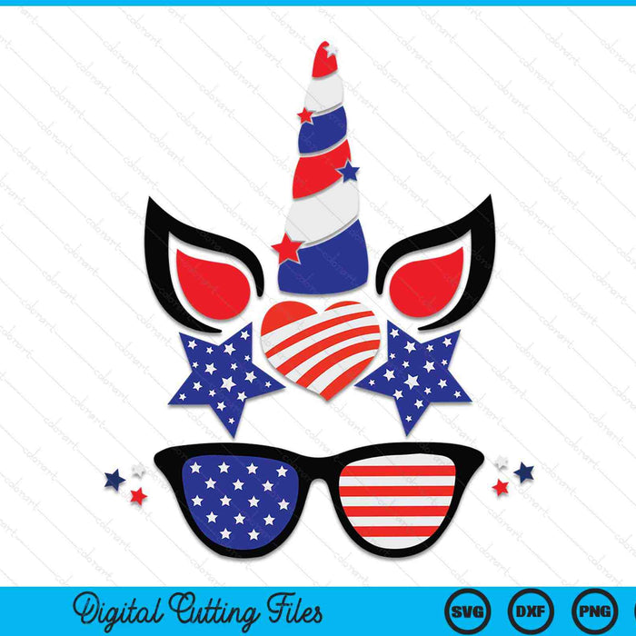 4th of July unicorn American flag patriotic SVG PNG cut file for Cricut