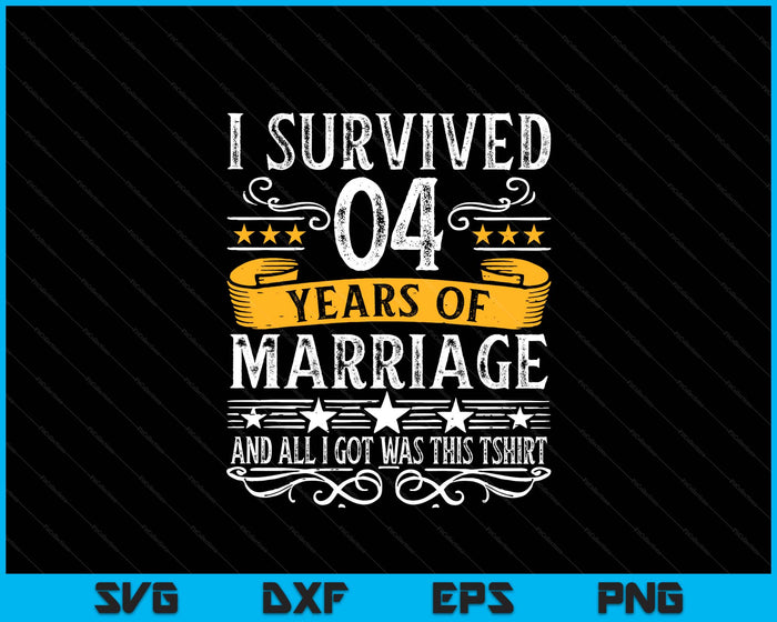 4th Wedding Anniversary Couples Husband Wife 4 Years SVG PNG Digital Printable Files