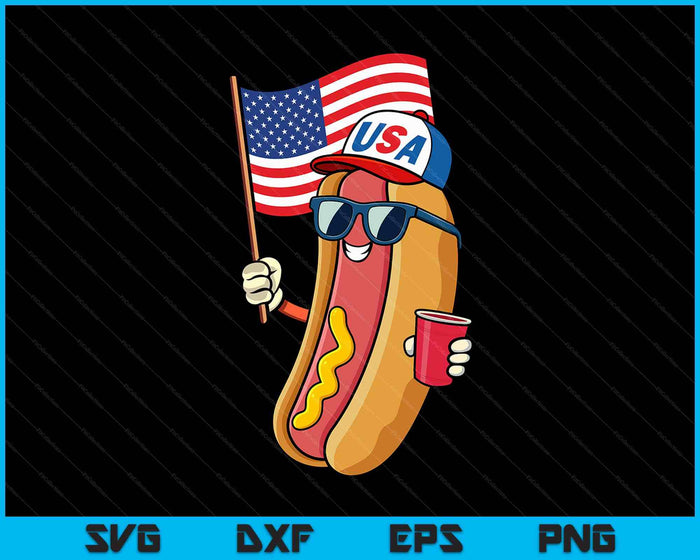 4th Of July Hotdog Funny Fourth Of July Patriotic Usa Flag SVG PNG Digital Printable Files
