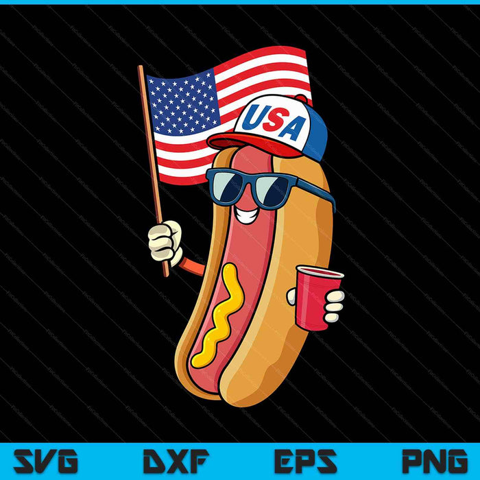 4th of July hotdog fourth patriotic USA flag SVG PNG cut file for Cricut