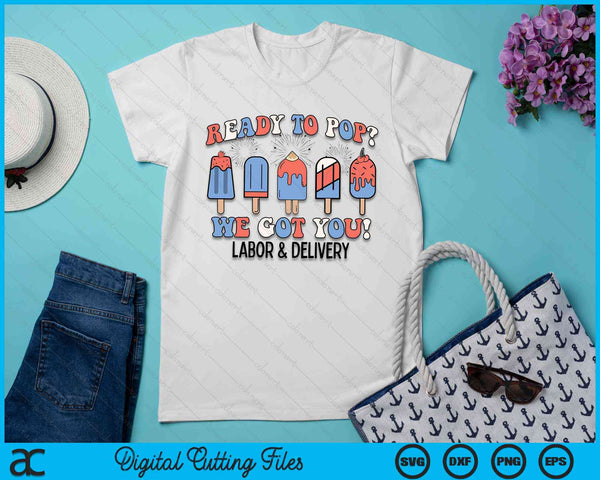 4th of July Labor and Delivery Nurse Ice Cream Postpartum SVG PNG Digital Cutting File - on a t-shirt