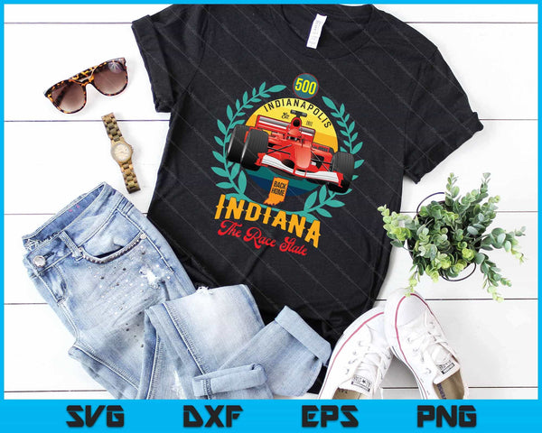 500 Indianápolis Indiana la bandera a cuadros del estado de carrera SVG PNG cortando archivos imprimibles - on a t-shirt