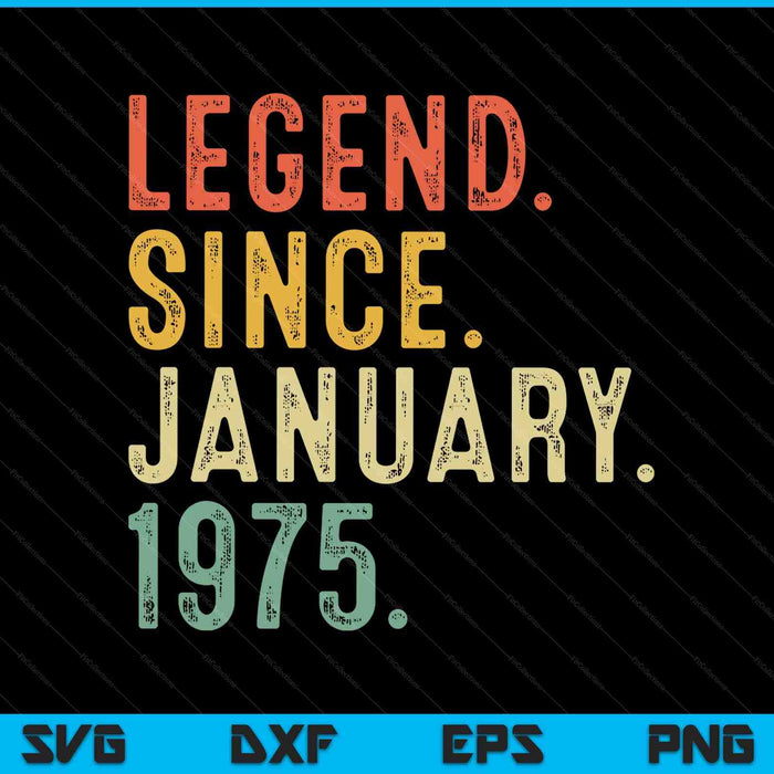 50 year old legend January 1975 50th birthday men dad SVG cut file