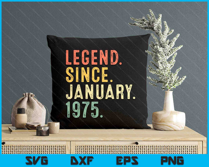 50 Year Old Gifts Legend January 1975 50th Birthday SVG PNG Digital Printable Files