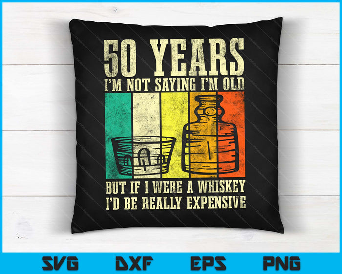 50 jaar oude Vintage Bourbon Vintage Whiskey 50e verjaardag SVG PNG digitale snijbestanden