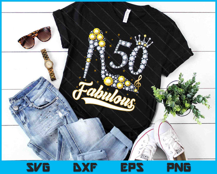 50 y fabuloso 50 años 50 cumpleaños diamante SVG PNG cortando archivos imprimibles