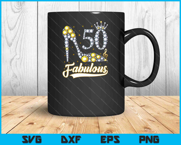 50 y fabuloso 50 años 50 cumpleaños diamante SVG PNG cortando archivos imprimibles