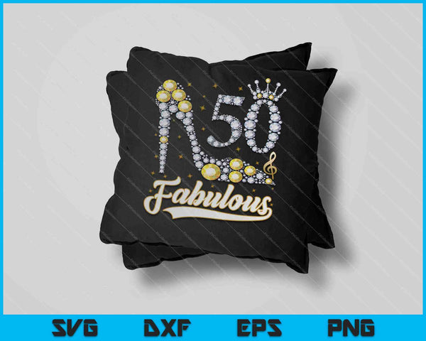 50 y fabuloso 50 años 50 cumpleaños diamante SVG PNG cortando archivos imprimibles