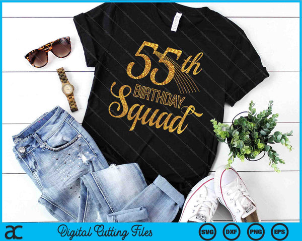 55th Birthday Squad Party Bday Yellow Gold SVG PNG Digital Cutting Files