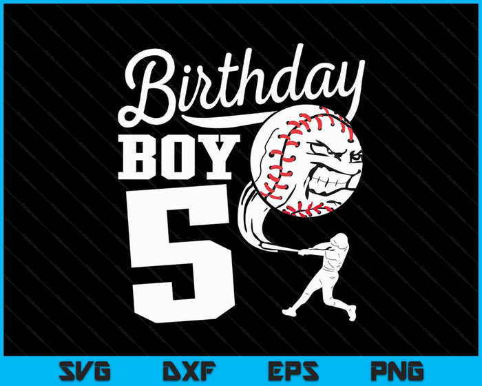 5 años de edad regalo de cumpleaños fiesta de béisbol SVG PNG archivos de corte digital