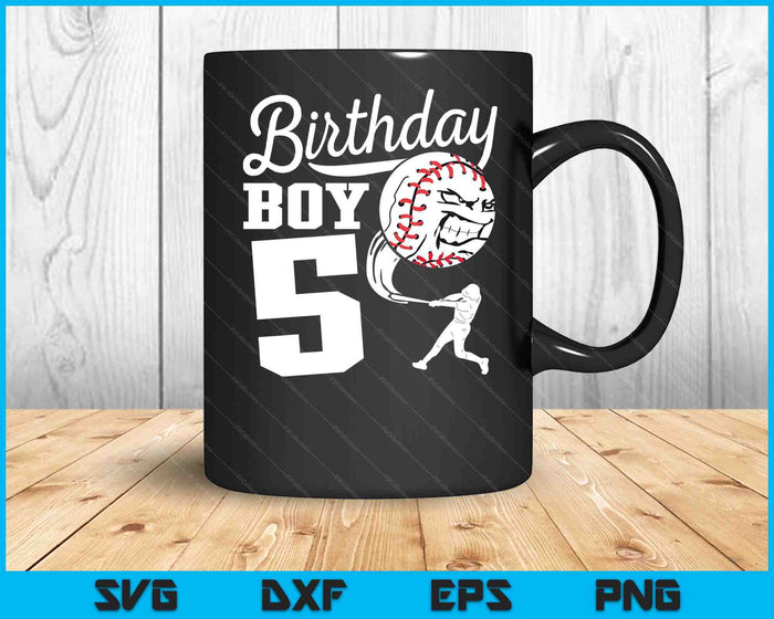 5 años de edad regalo de cumpleaños fiesta de béisbol SVG PNG archivos de corte digital