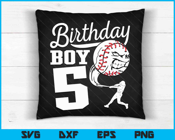 5 años de edad regalo de cumpleaños fiesta de béisbol SVG PNG archivos de corte digital