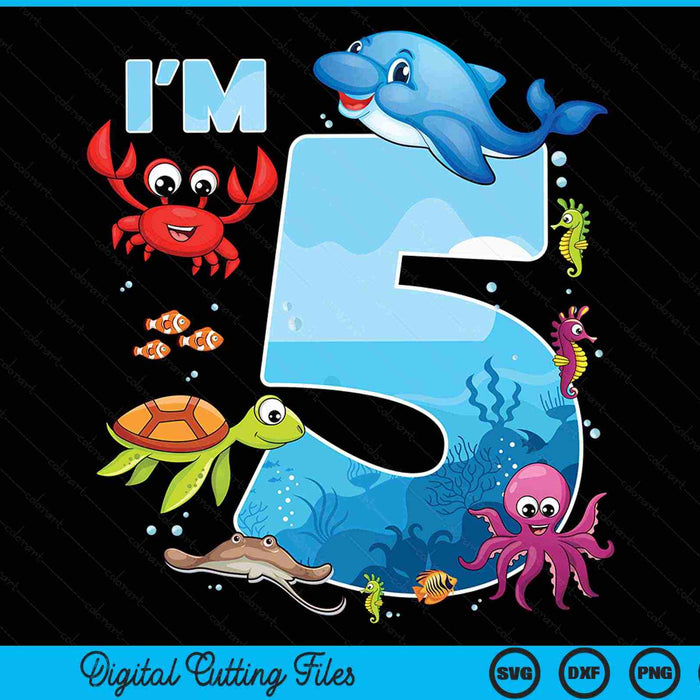5 Year Old Birthday Whale Fish Sea Bday Boys And Girls SVG PNG Digital Printable Files