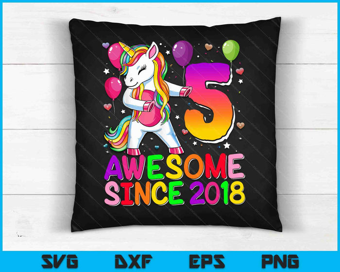 5 jaar oude Unicorn flossen 5e verjaardag meisje Unicorn partij SVG PNG digitale snijbestanden