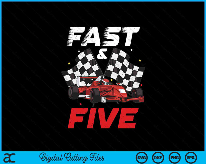 5th Birthday Boy Race Car Racing 5 Year Old Bday SVG PNG Digital Printable Files