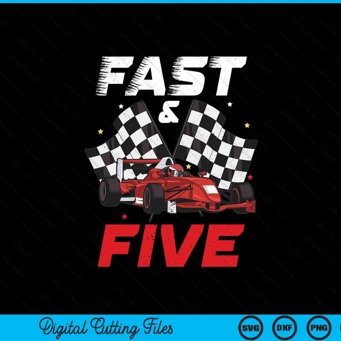 5th birthday boy race car racing 5 year old bday SVG cut file