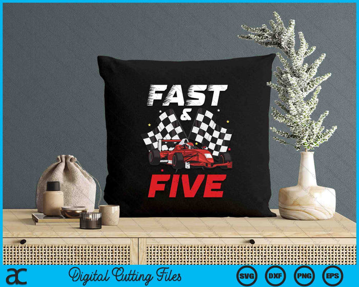 5th Birthday Boy Race Car Racing 5 Year Old Bday SVG PNG Digital Printable Files