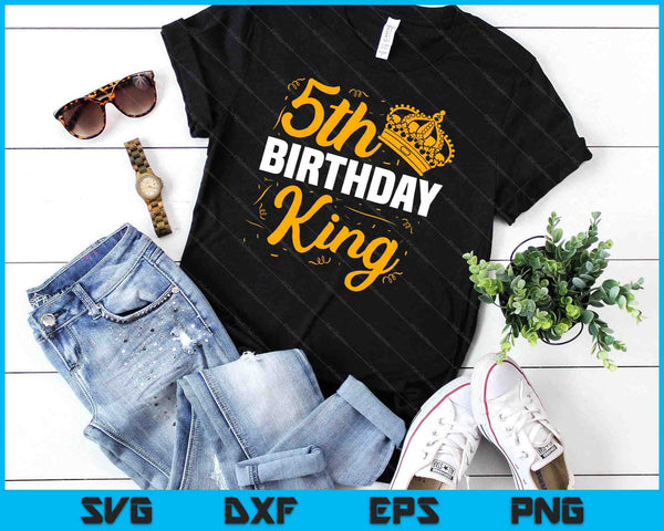 5th Birthday King Party Crown Bday Celebration SVG PNG Digital Cutting Files