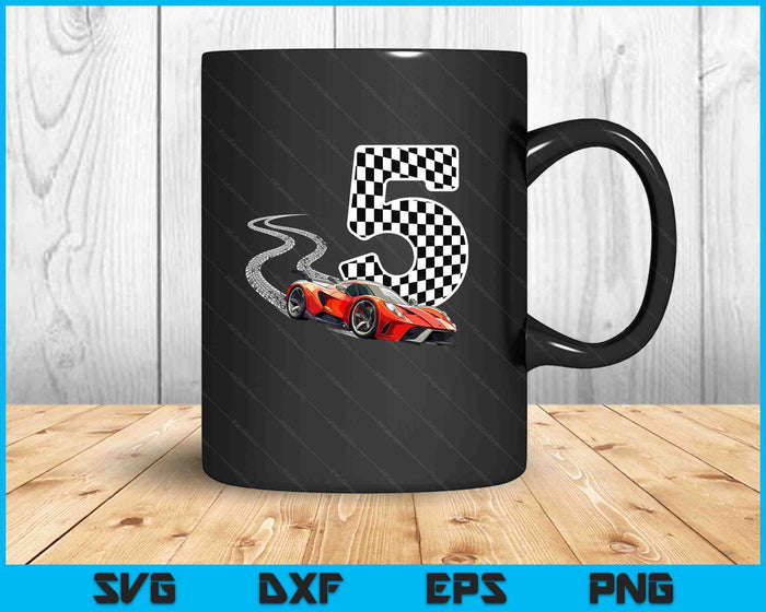 5th Birthday Race Car Boys 5 Five Racing Car Flag Kids Drive SVG PNG Digital Printable Files