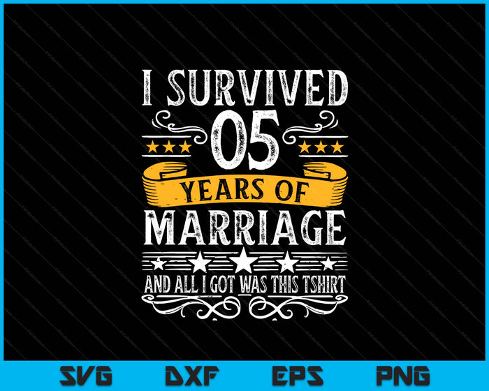 5th Wedding Anniversary Couples Husband Wife 5 Years SVG PNG Digital Printable Files