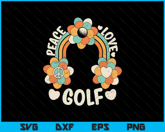 60s 70s Groovy Rainbow Outfit Hippie Lover Peace Love Golf SVG PNG Digital Printable Files
