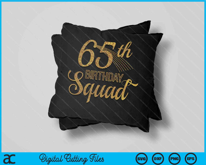 65e verjaardag Squad Party Bday geel goud SVG PNG digitale snijbestanden