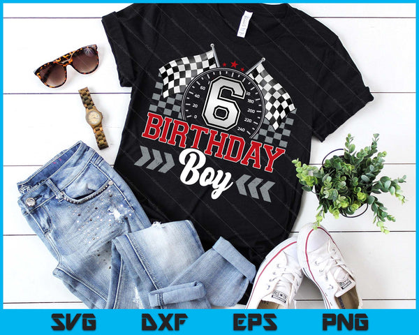 6 Six Year Old Race Car 6th Birthday Boy 6yr Racing Pit Crew SVG PNG Digital Printable Files