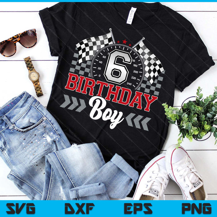 6 Six Year Old Race Car 6th Birthday Boy 6yr Racing Pit Crew SVG PNG Digital Printable Files