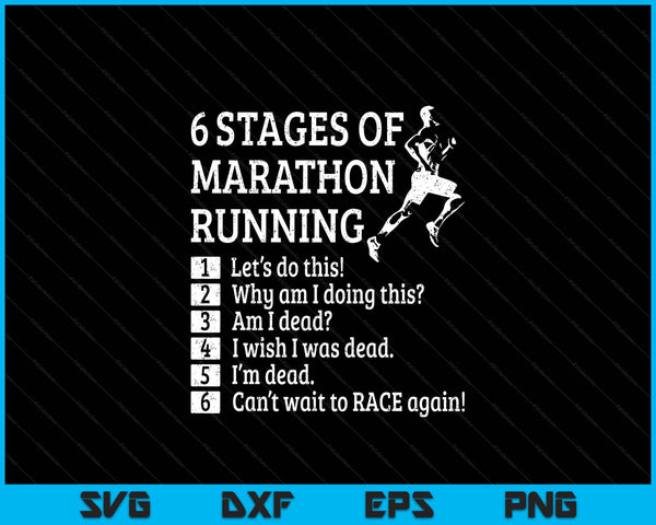 6 stages of marathon running for runner SVG cut file
