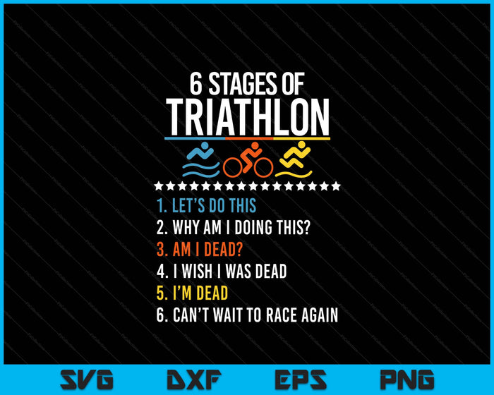 6 Stages Of Triathlon Athlete Running Swimming Bicycling SVG PNG Digital Printable Files