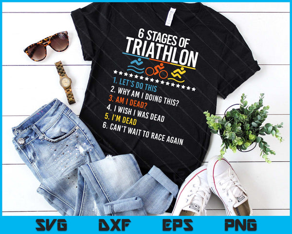 6 Stages Of Triathlon Athlete Running Swimming Bicycling SVG PNG Digital Printable Files