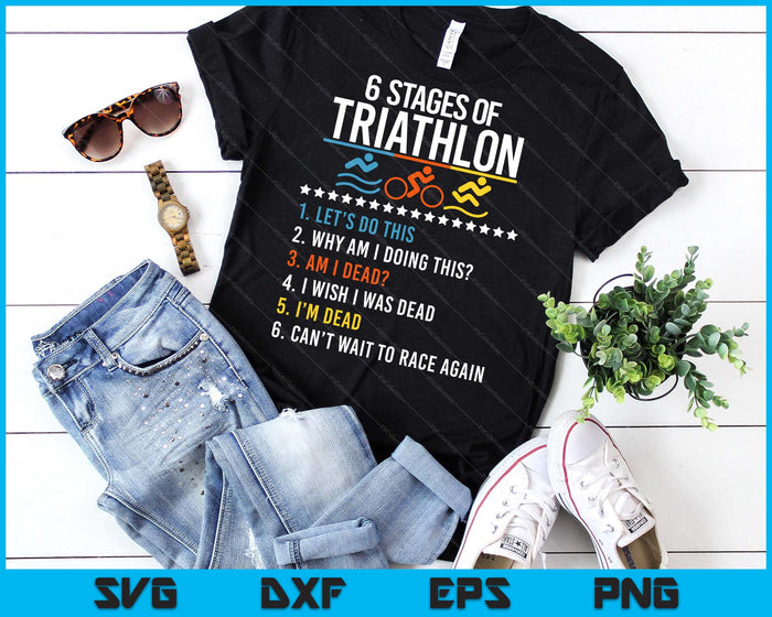 6 Stages Of Triathlon Athlete Running Swimming Bicycling SVG PNG Digital Printable Files