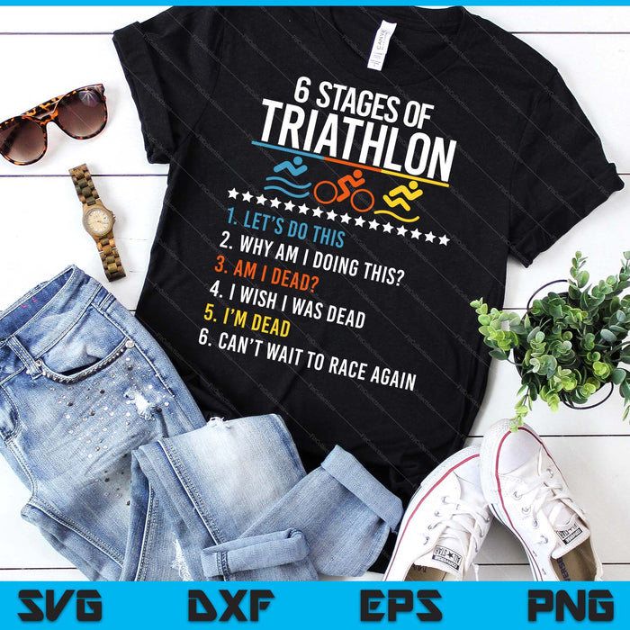 6 Stages Of Triathlon Athlete Running Swimming Bicycling SVG PNG Digital Printable Files