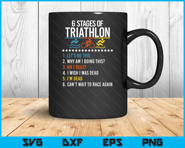 6 Stages Of Triathlon Athlete Running Swimming Bicycling SVG PNG Digital Printable Files