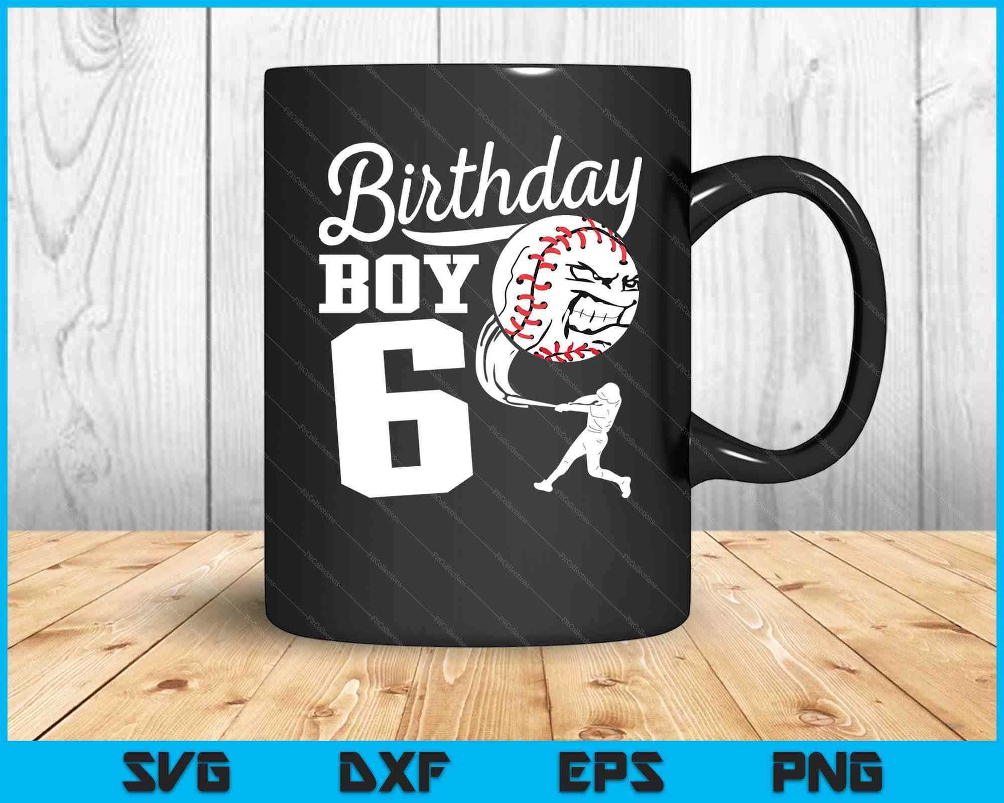 6 años de edad regalo de cumpleaños fiesta de béisbol tema niños SVG PNG  archivos – creativeusarts