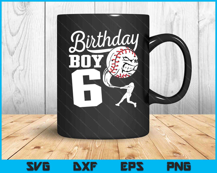 6 años de edad regalo de cumpleaños fiesta de béisbol tema niños SVG PNG archivos de corte digital