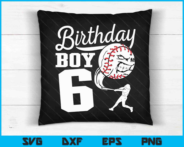 6 años de edad regalo de cumpleaños fiesta de béisbol tema niños SVG PNG archivos de corte digital